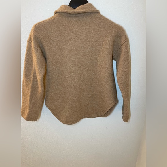 Madewell Tan Boiled Merino Wool Half-Zip Popover Sweater Women’s Size Medium - Picture 4 of 7